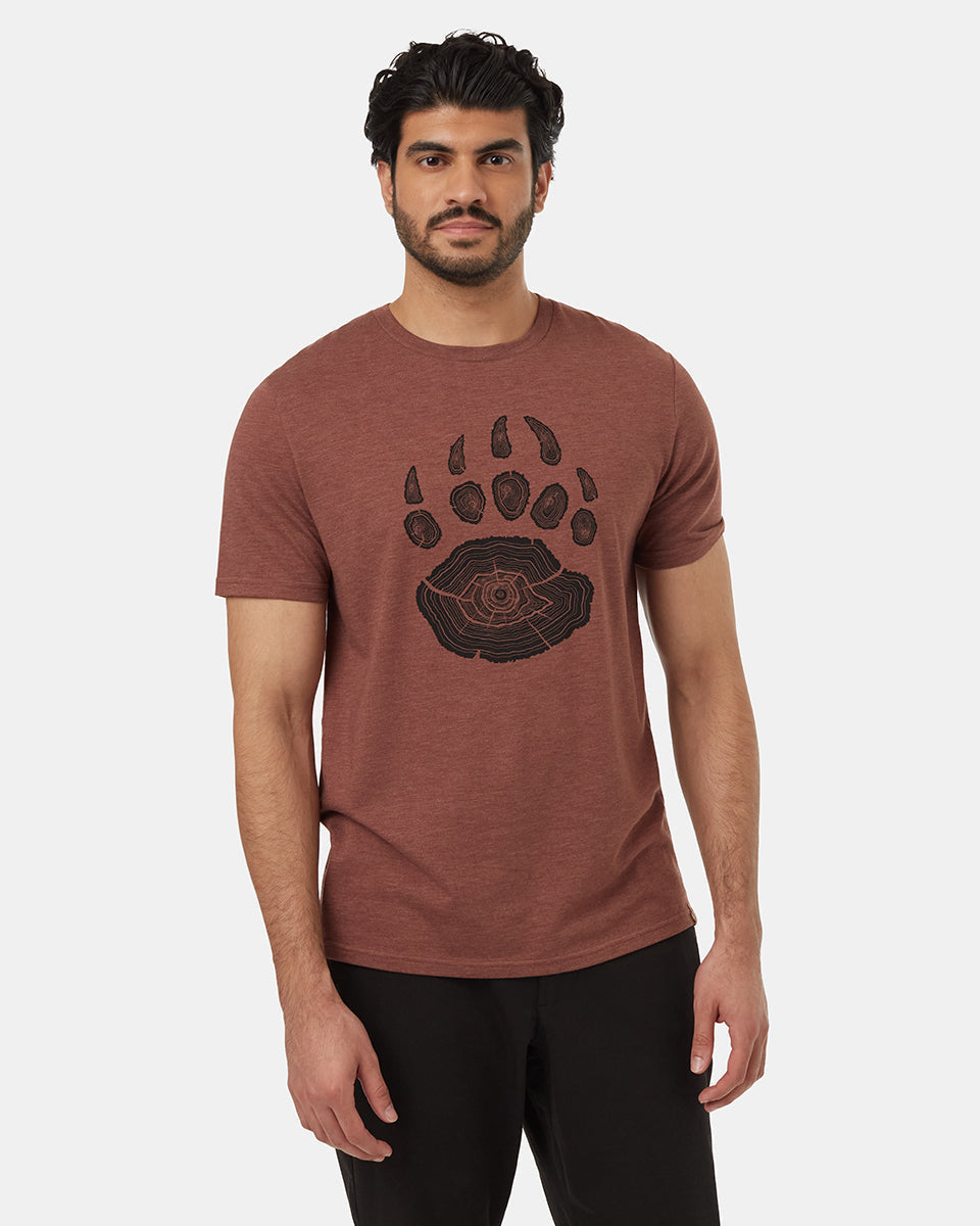 Tentree Men's Bear Claw T-Shirt - Mesa Red Heather Meteorite Black