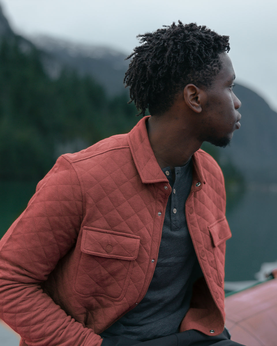 Tentree Men's Quilted Colville Overshirt - Crimson Heather