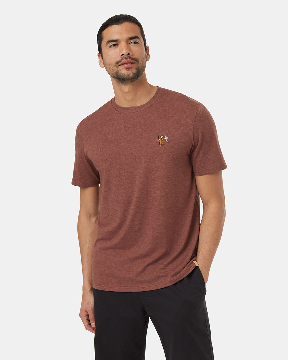 Tentree Men's Sasquatch T-Shirt - Mesa Red Heather Fishing