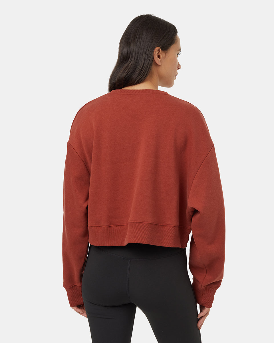 Tentree Women's TreeFleece Oversized Cropped Crew - Burnt Henna