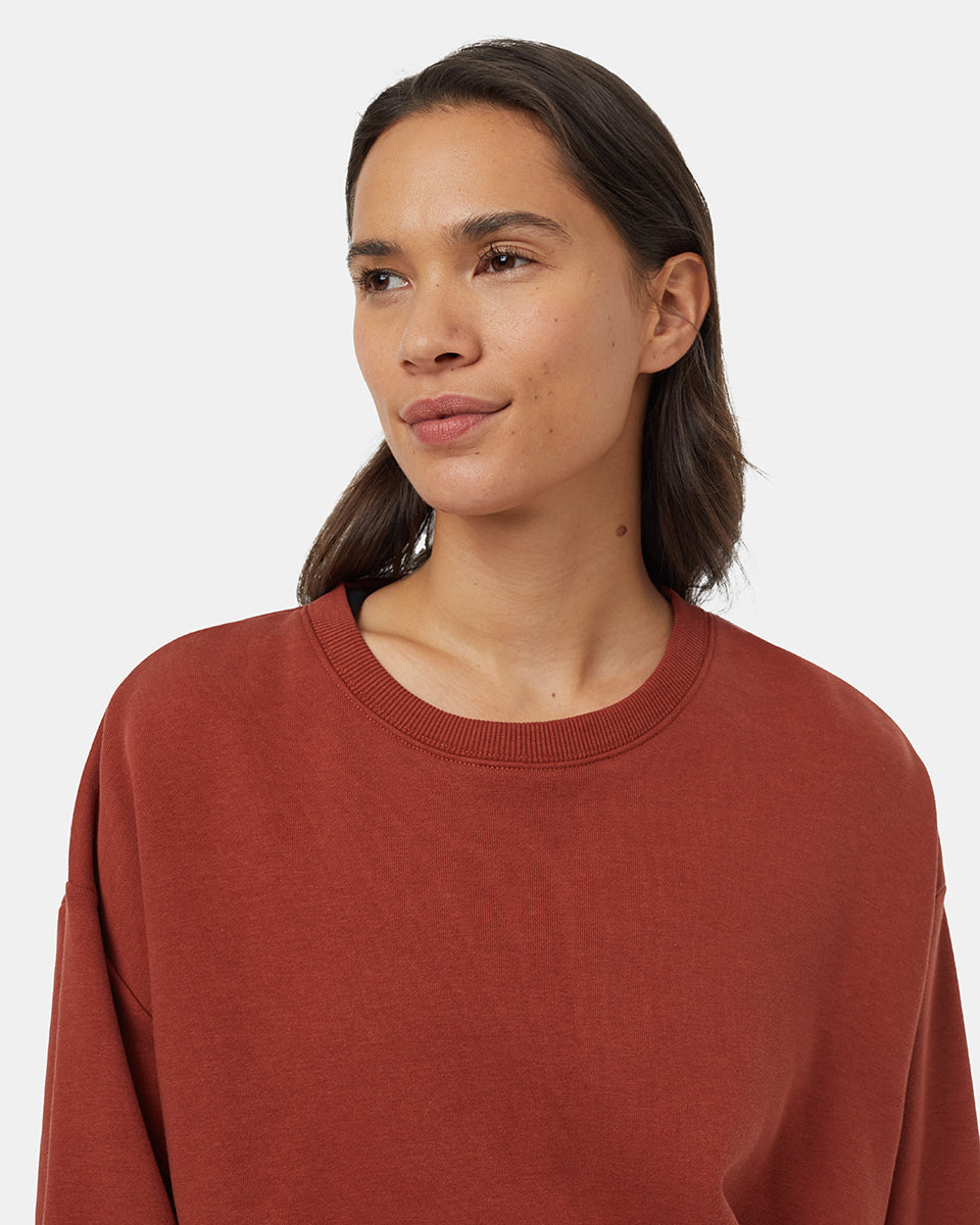 Tentree Women's TreeFleece Oversized Cropped Crew - Burnt Henna