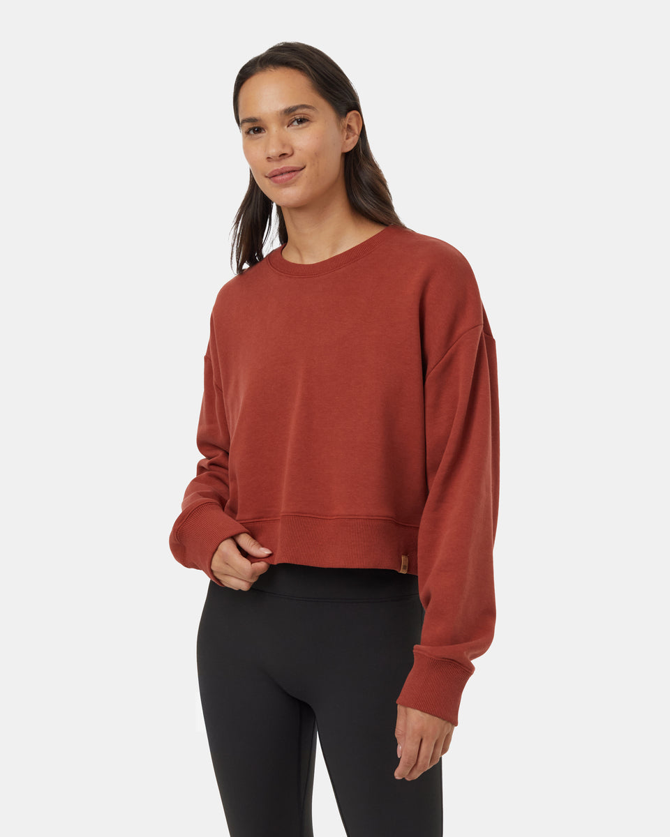 Tentree Women's TreeFleece Oversized Cropped Crew - Burnt Henna