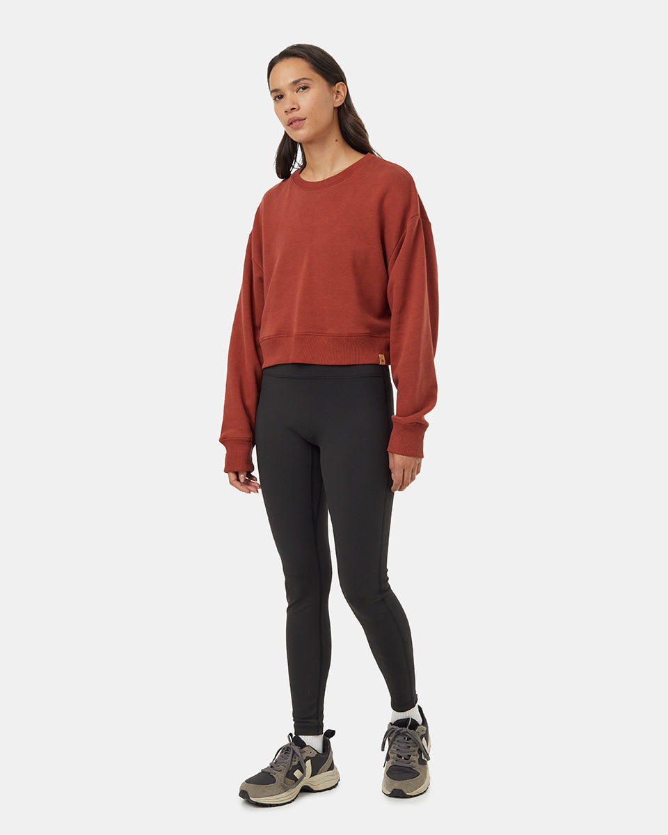 Tentree Women's TreeFleece Oversized Cropped Crew - Burnt Henna