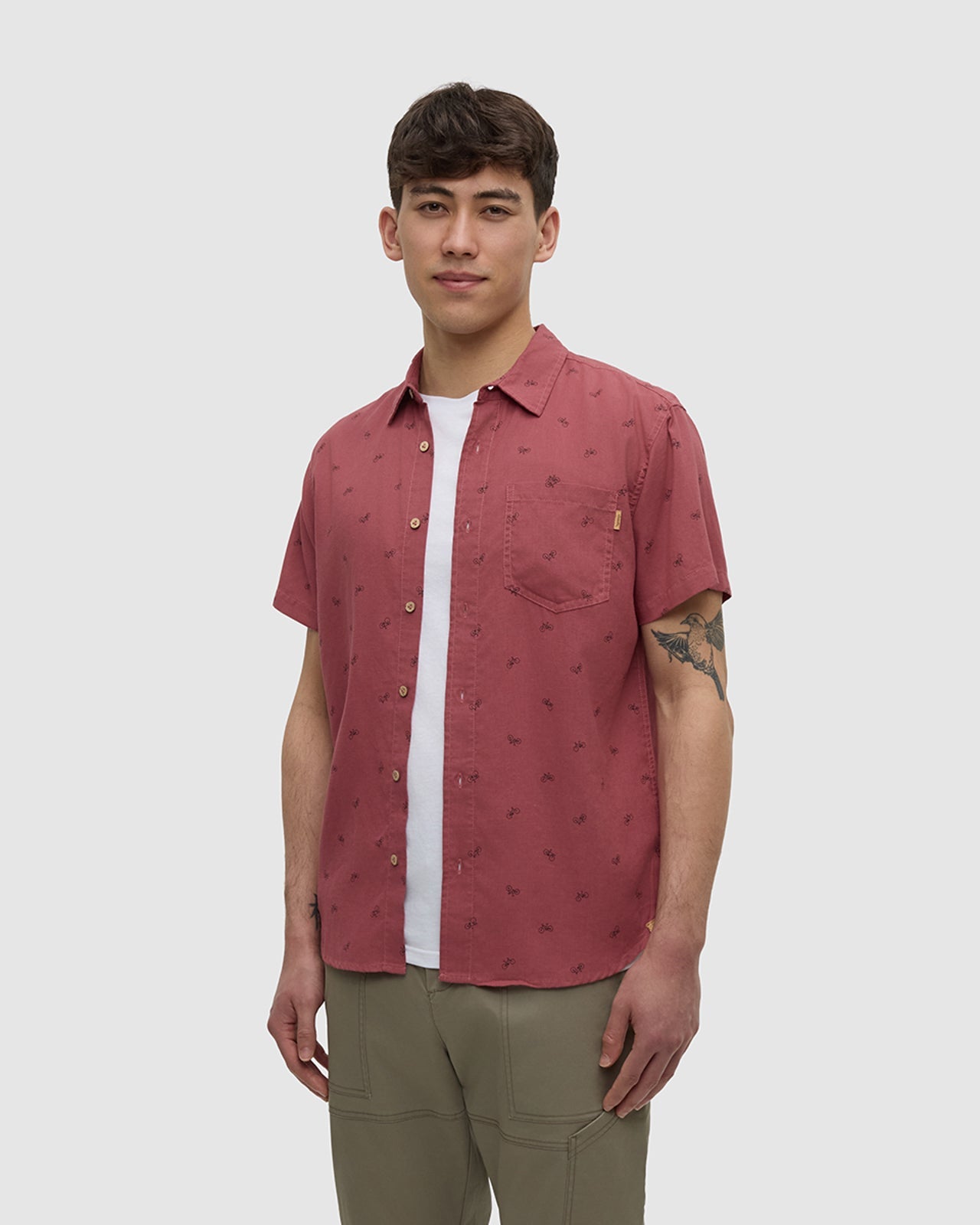 Tentree Men's Bike Around Mancos Shirt - Rosewood Bike Around