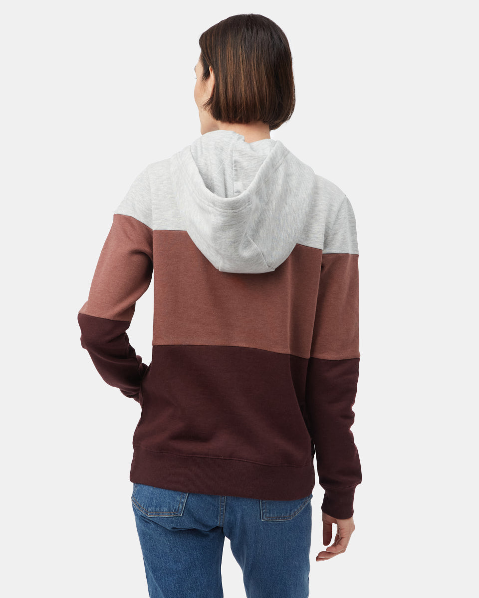 Tentree Blocked Banshee Hoodie - Hi Rise Grey Heather Mesa Red Mulberry