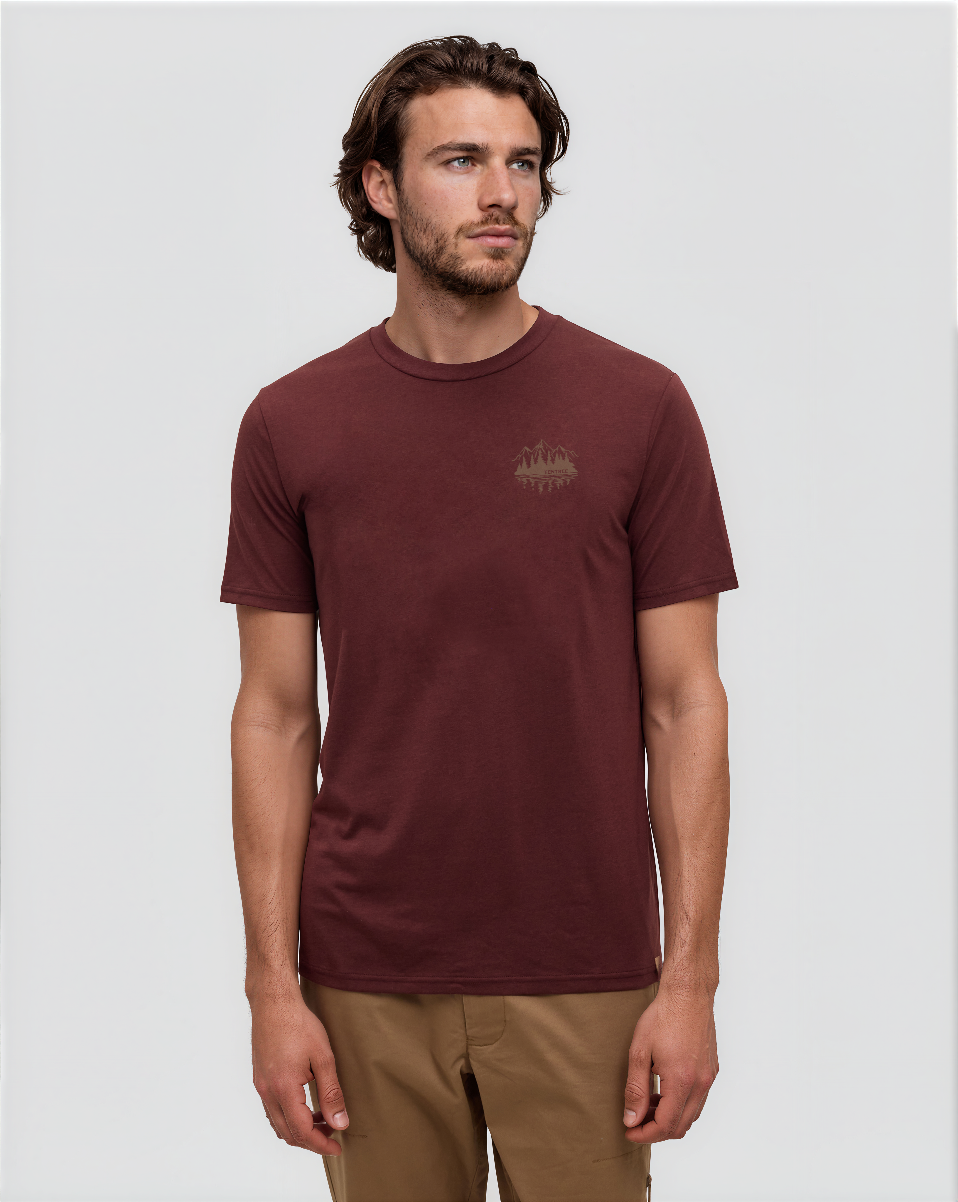 Tentree Men's Mountain Portal T-Shirt - Red Chestnut Hazelnut