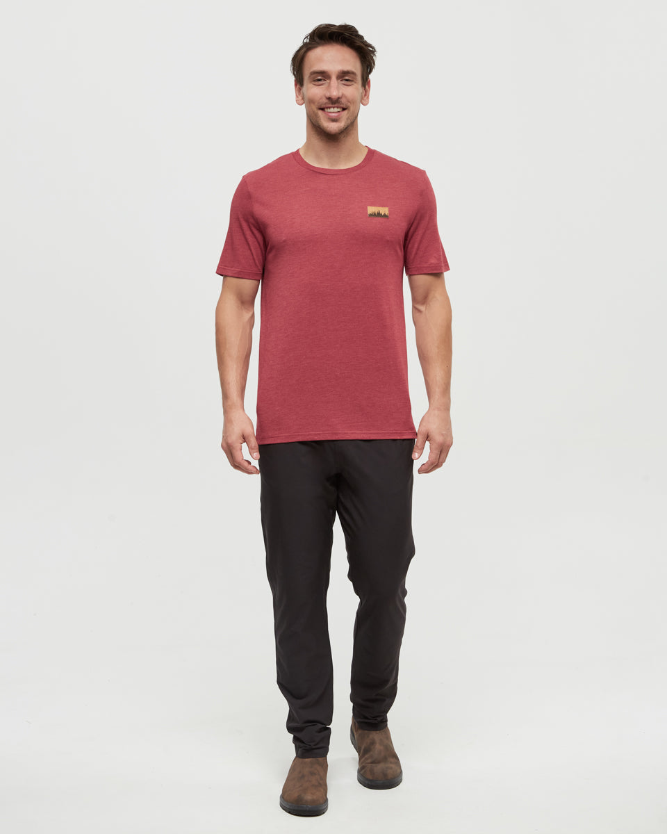 Tentree Men's Juniper Cork Patch T-Shirt - Crimson Heather Cork Patch