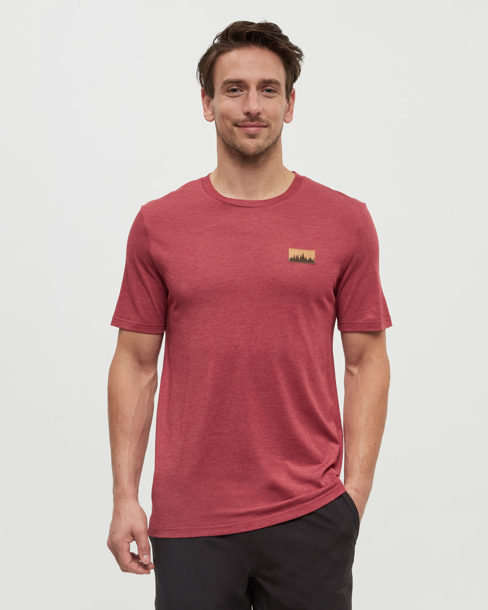 Tentree Men's Juniper Cork Patch T-Shirt - Crimson Heather Cork Patch