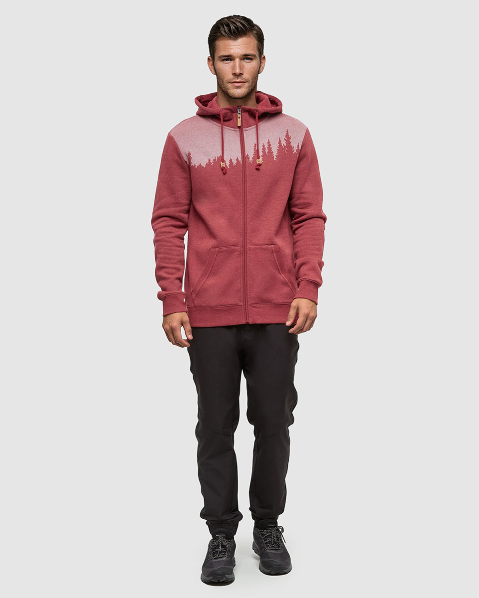 Tentree Men's Juniper Zip Hoodie - Crimson Heather White
