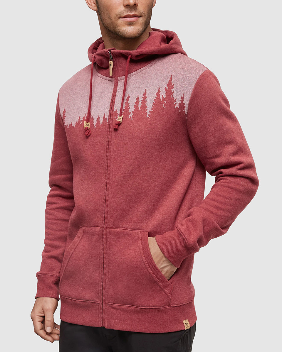Tentree Men's Juniper Zip Hoodie - Crimson Heather White