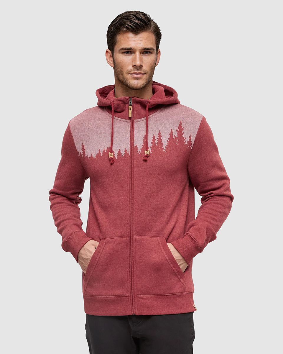 Tentree Men's Juniper Zip Hoodie - Crimson Heather White