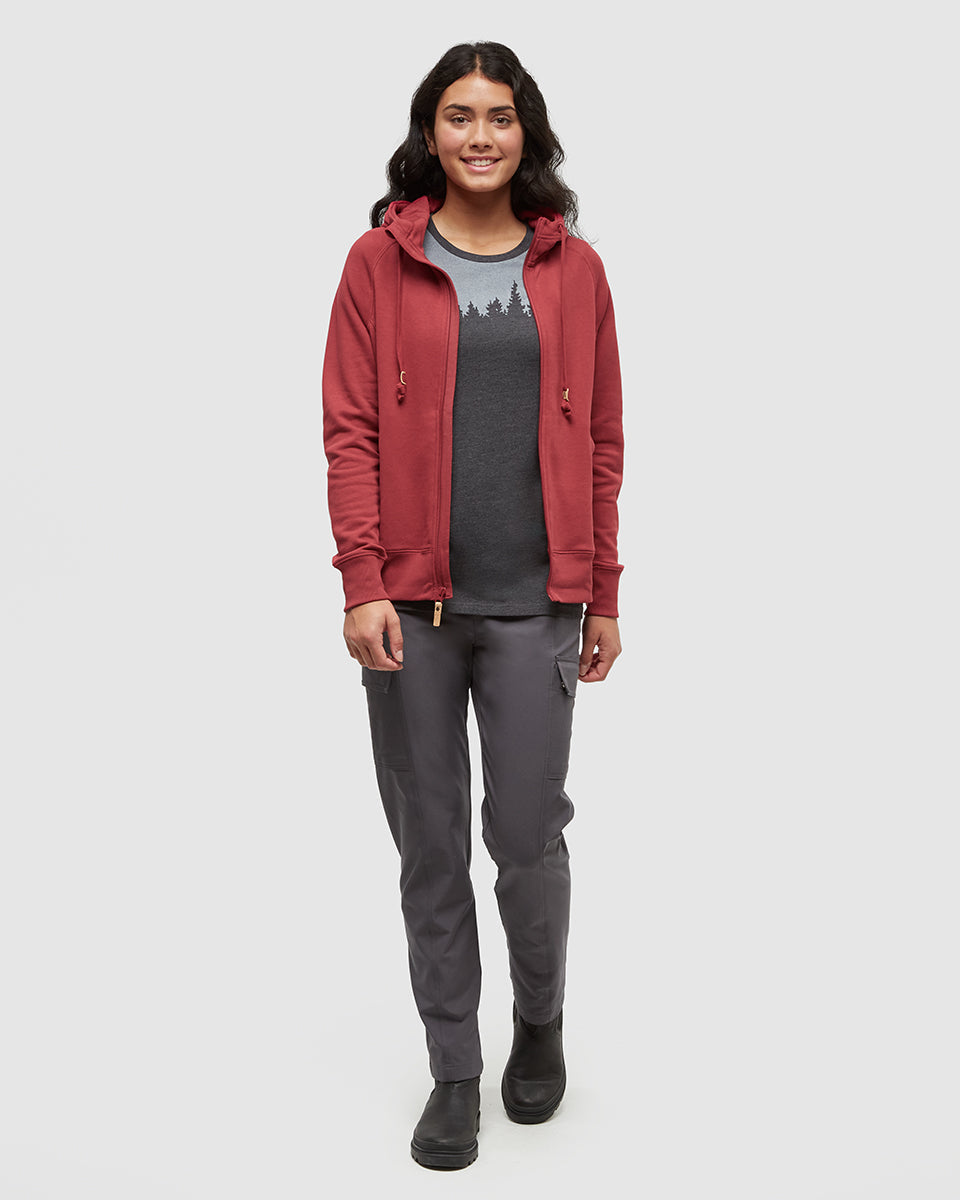 Tentree Women's Elm Zip Hoodie - Crimson