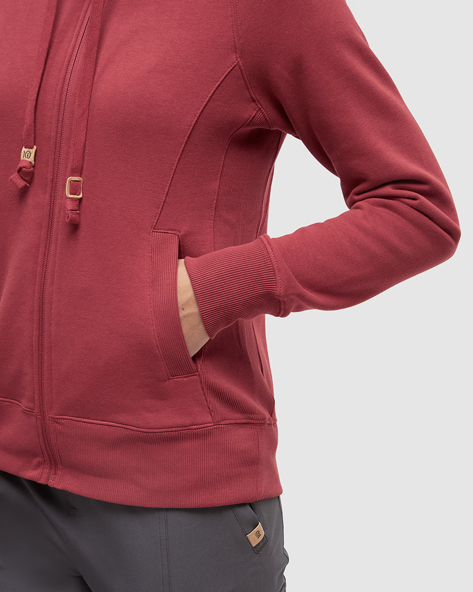Tentree Women's Elm Zip Hoodie - Crimson