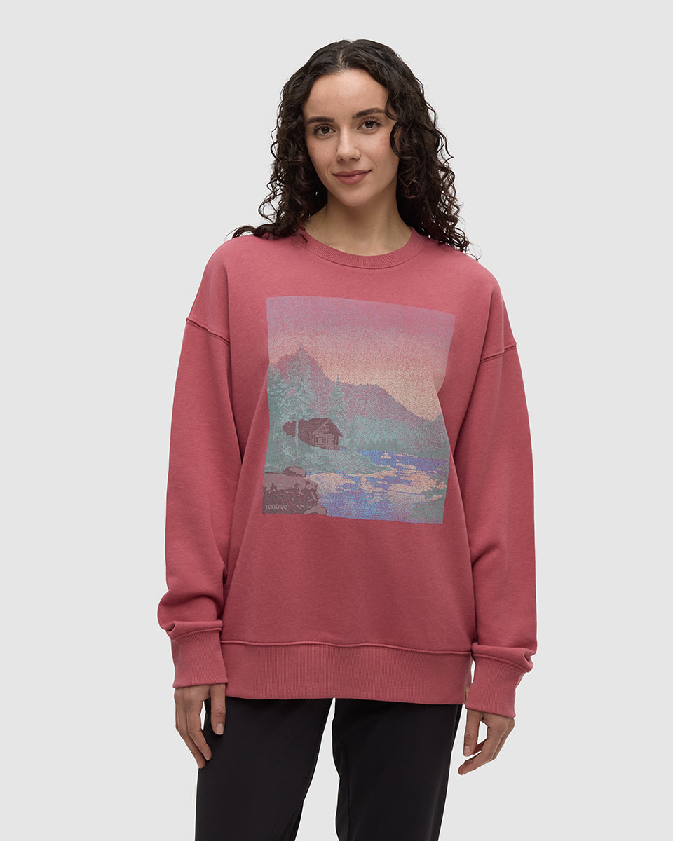 Tentree Women's Washed Lakeshore Relaxed Crew - Rosewood Canal Blue