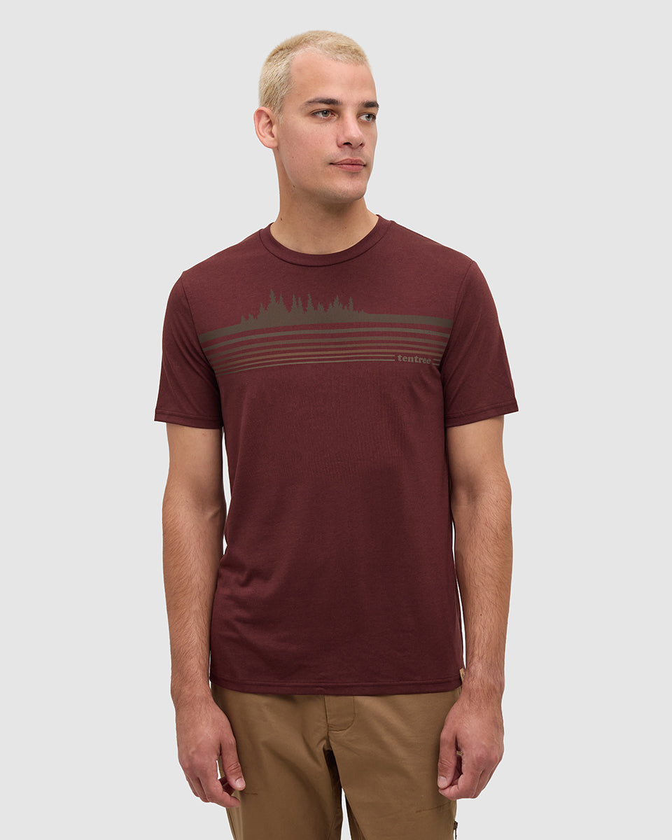 Tentree Men's Wildfire Retro Treeline T-Shirt - Red Chestnut Treeline