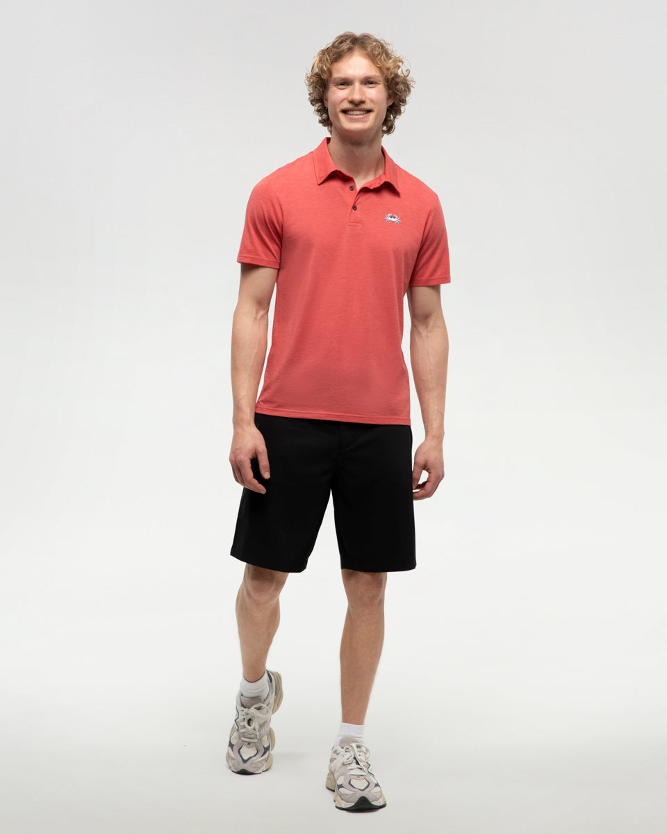 Tentree Men's Crabby Astir Polo - Deep Coral Heather Blue Haze