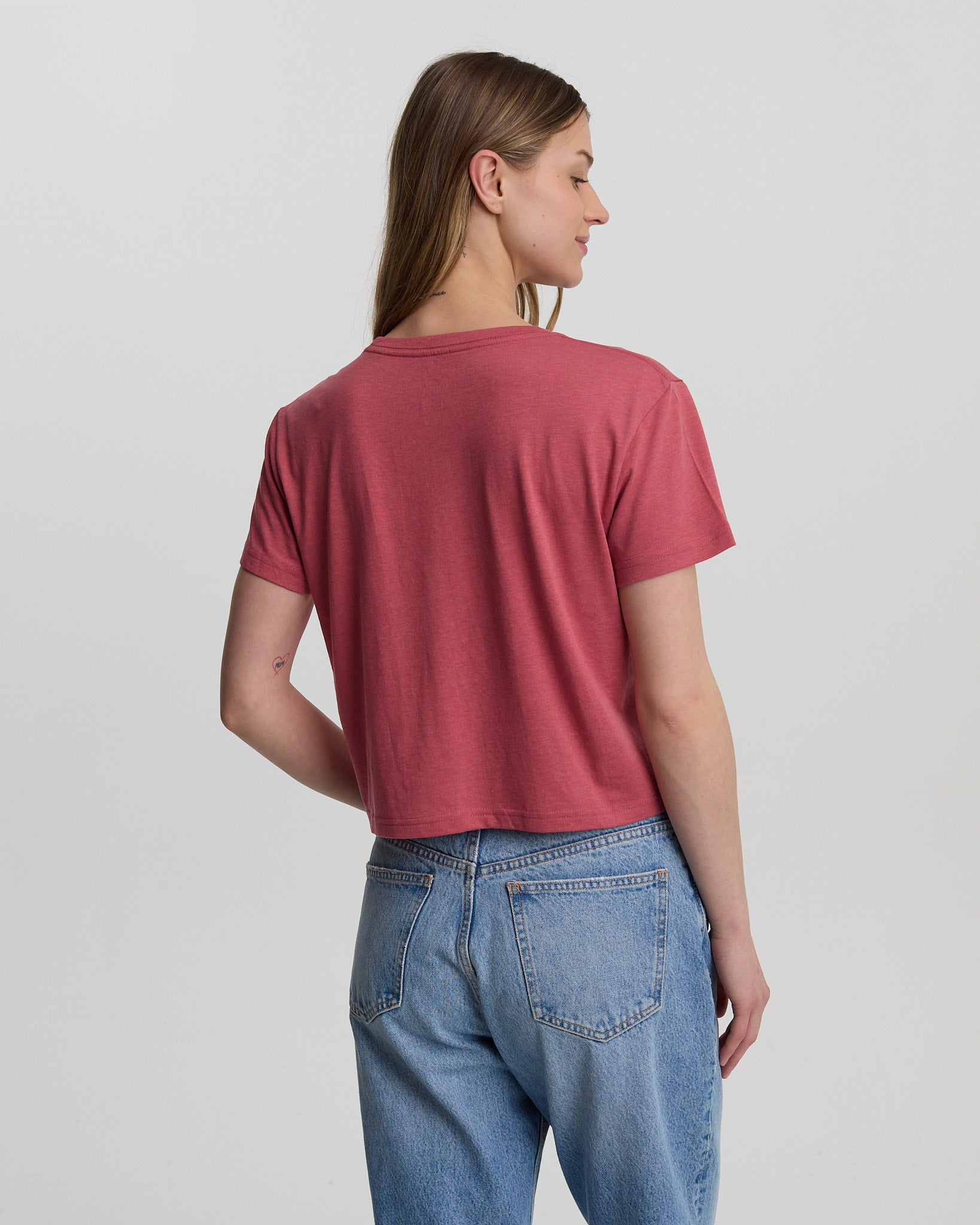 Tentree Women's Lake View Crop T-Shirt - Rosewood Lake View