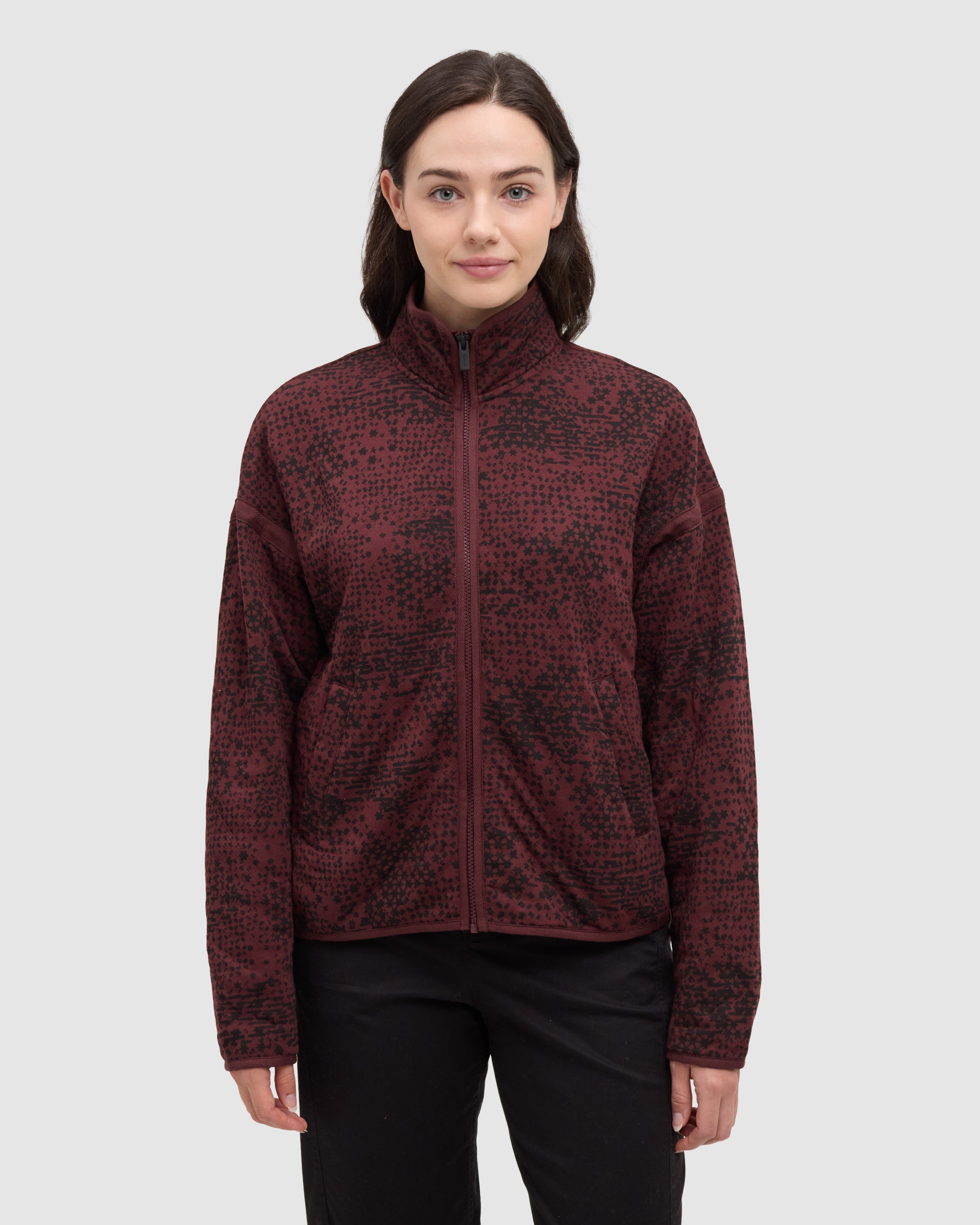 Tentree Women's Muir Full Zip - Red Chestnut Echo Print
