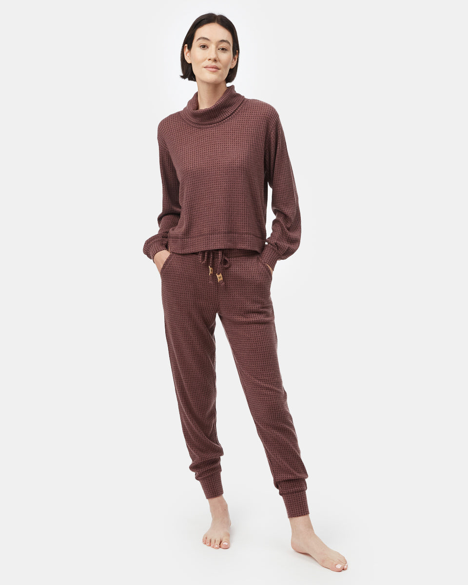 Tentree Wide Waffle Jogger - Light Mulberry Heather