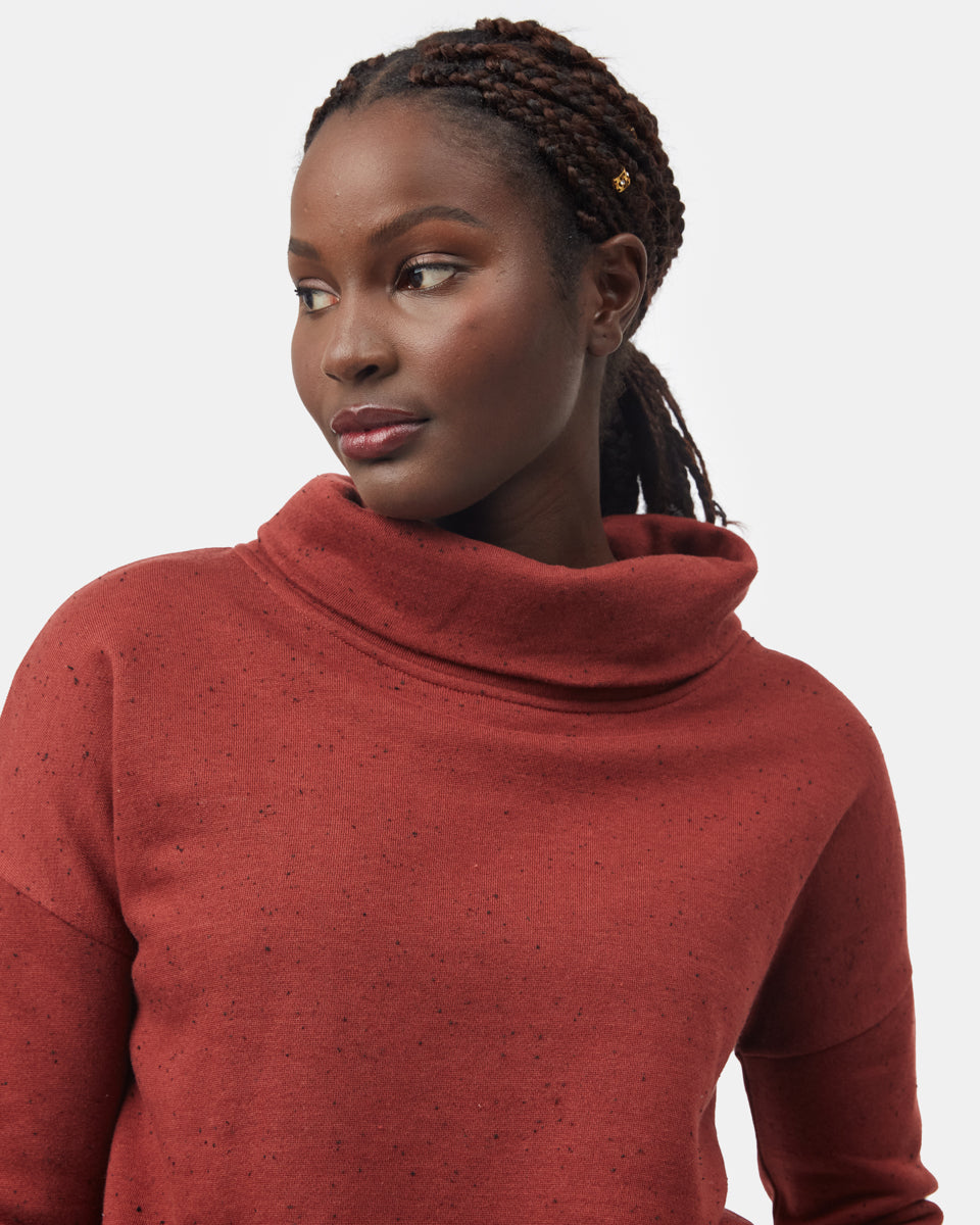 Tentree Speckled Cowl Neck Fleece - Mesa Red Fleck
