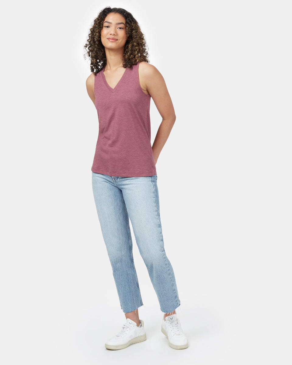 Tentree TreeBlend V-Neck Tank - Crushed Berry