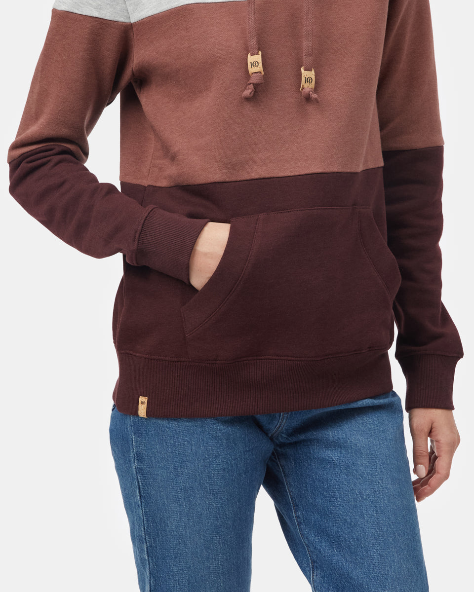 Tentree Blocked Banshee Hoodie - Hi Rise Grey Heather Mesa Red Mulberry