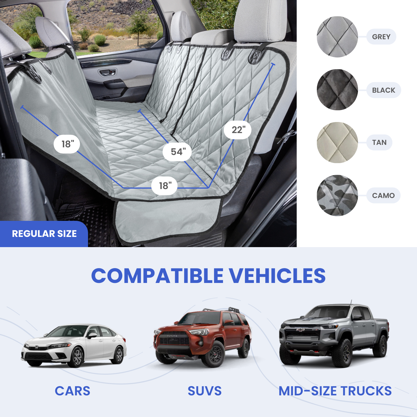 4Knines Rear Seat Cover for Fold Down Seats with Hammock - Regular