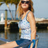Free Country Women's Mosaic Mirage Lace Up Racerback Tankini Top