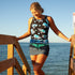 Free Country Women's Summer Bouquet Highneck Tankini Top