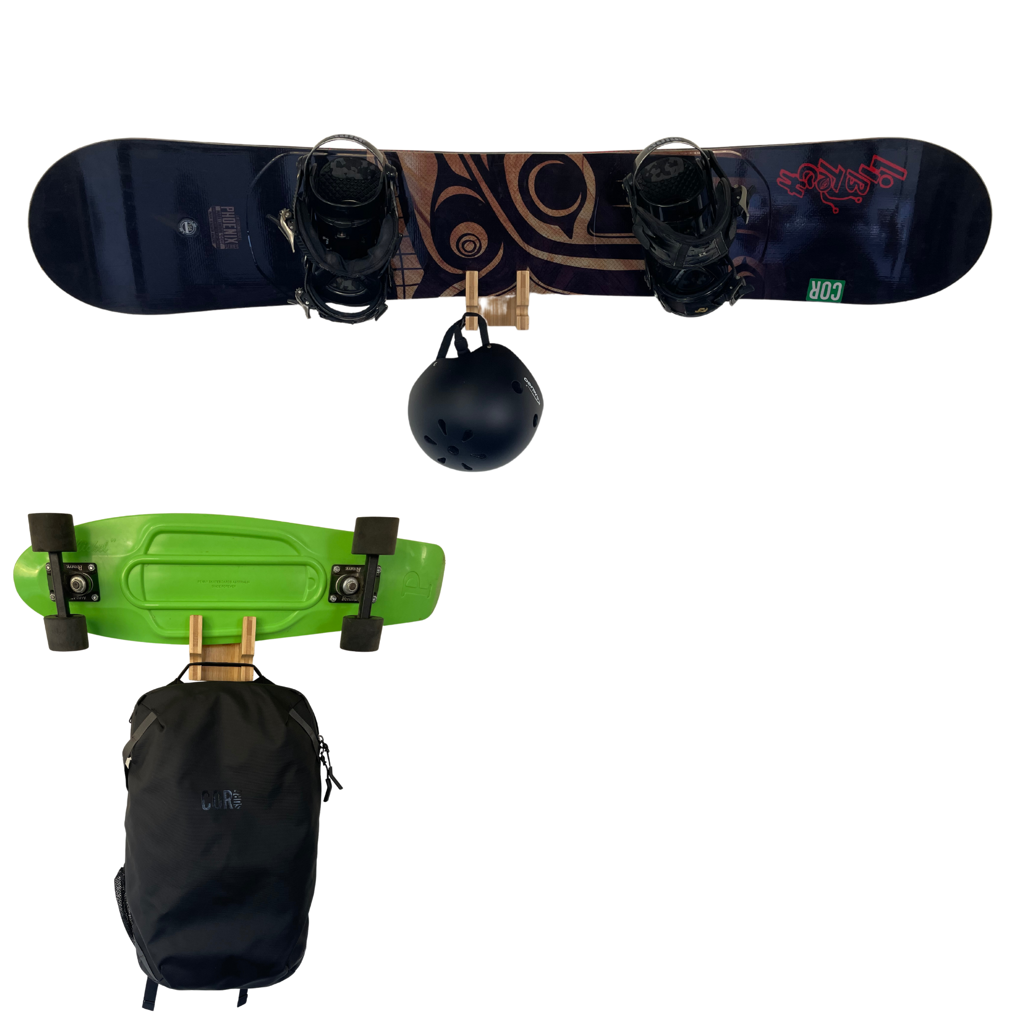 COR Surf Bamboo Skate & Snowboard Wall Rack — view 2