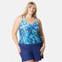 Free Country Women's Plus Size Cascading Skin Double Strap Cut Out Blouson Tankini Top