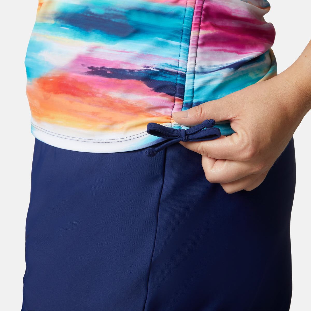 Free Country Women's Plus Size Horizon Full Side Shirring Tankini Top