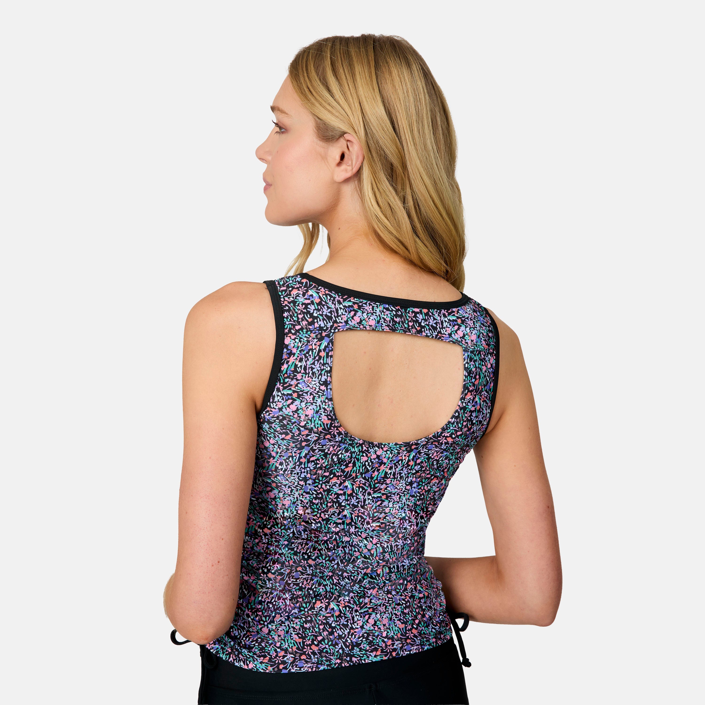 Free Country Women's Bursting Blooms Full Side Shirring Tankini Top