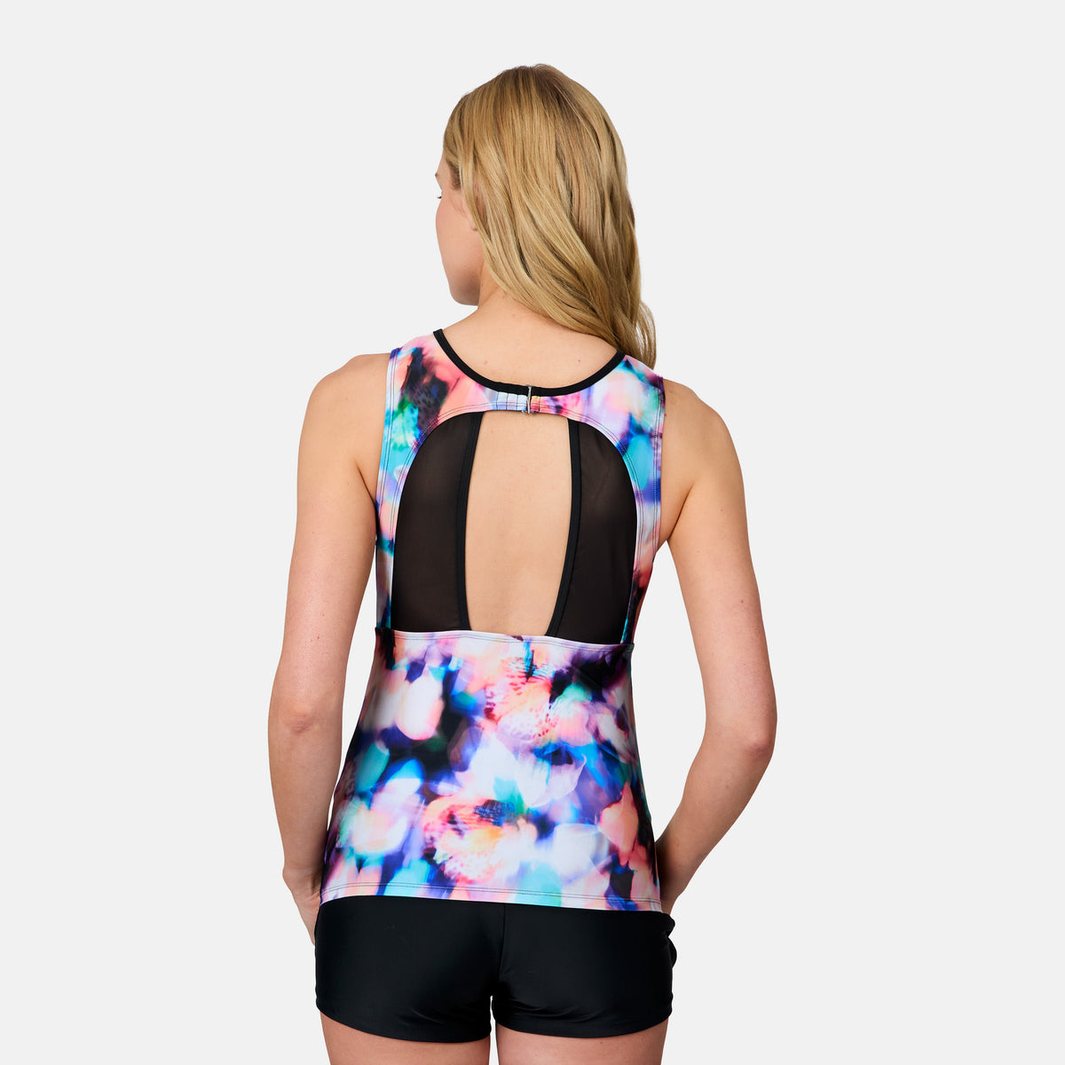 Free Country Women's Dreamy Floral Mesh V-Neck Tankini Top