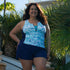 Free Country Women's Plus Size Mirage Mesh Racerback Tankini Top