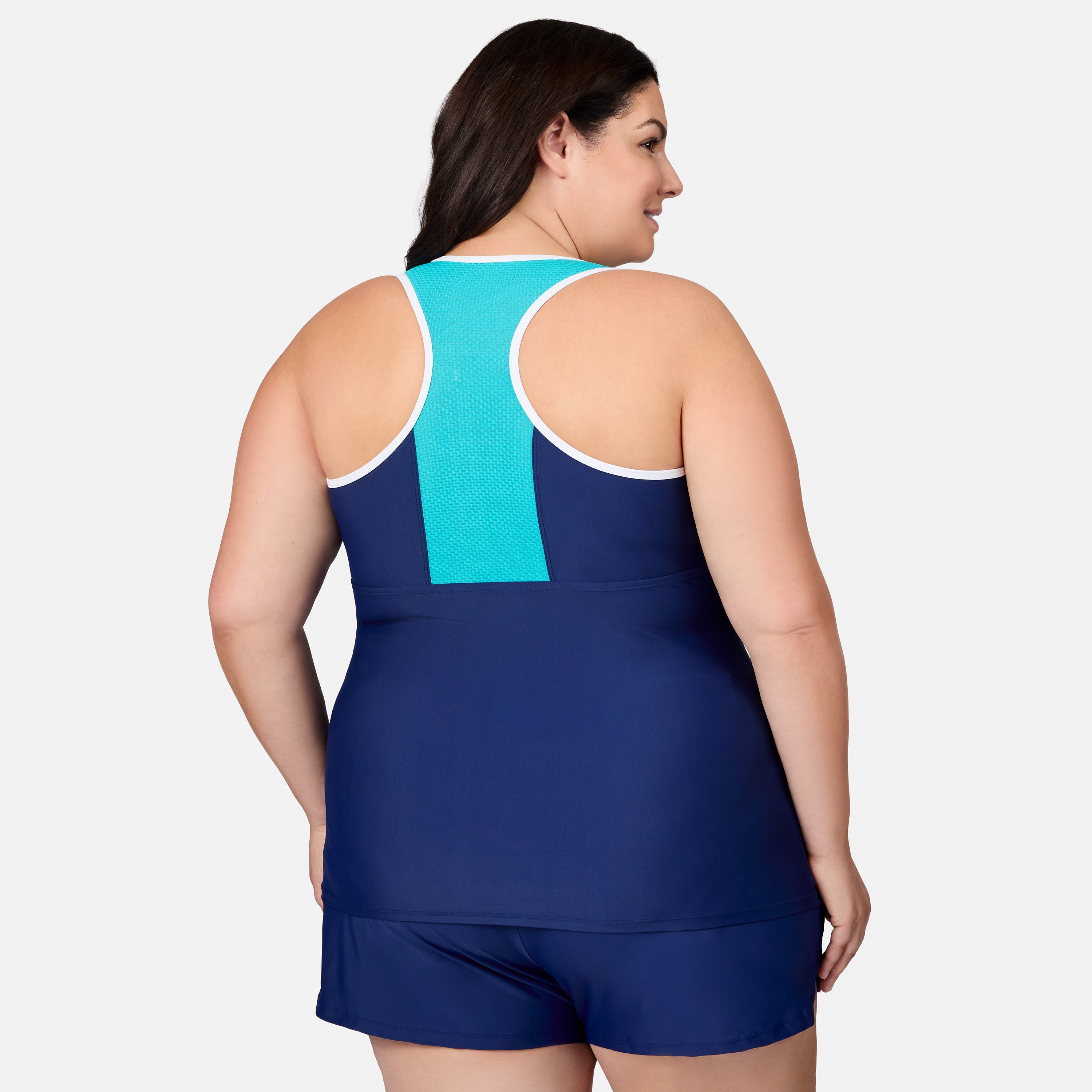 Free Country Women's Plus Size Mirage Mesh Racerback Tankini Top