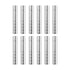 Twelve silver-colored cylindrical arrow components arranged in two rows of six.