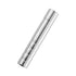 Close-up of a silver-colored cylindrical arrow component with several shallow grooves along its body.