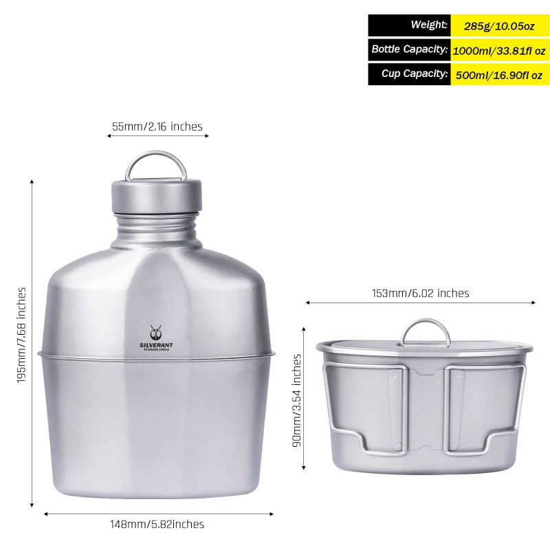SilverAnt Titanium Canteen & 500ml Cup Mess Kit — product view 2
