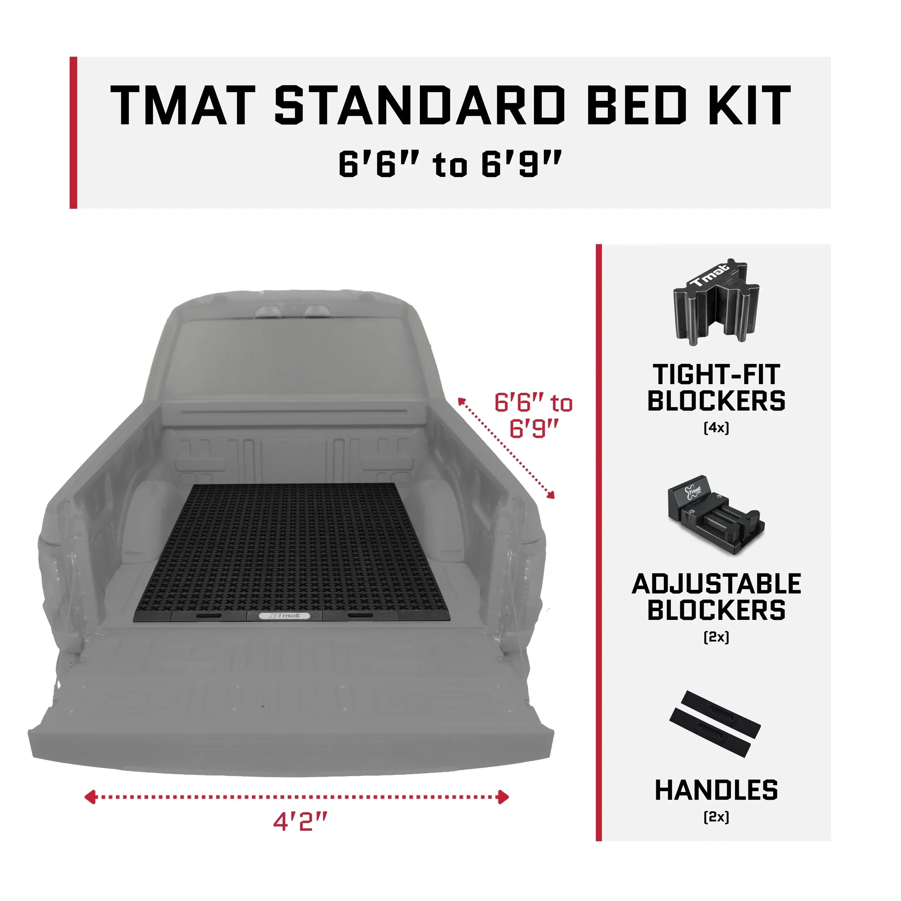 Tmat 80 x 50 in Truck Bed Organizer Kit – 6 ft 6 in–6 ft 9 in Beds