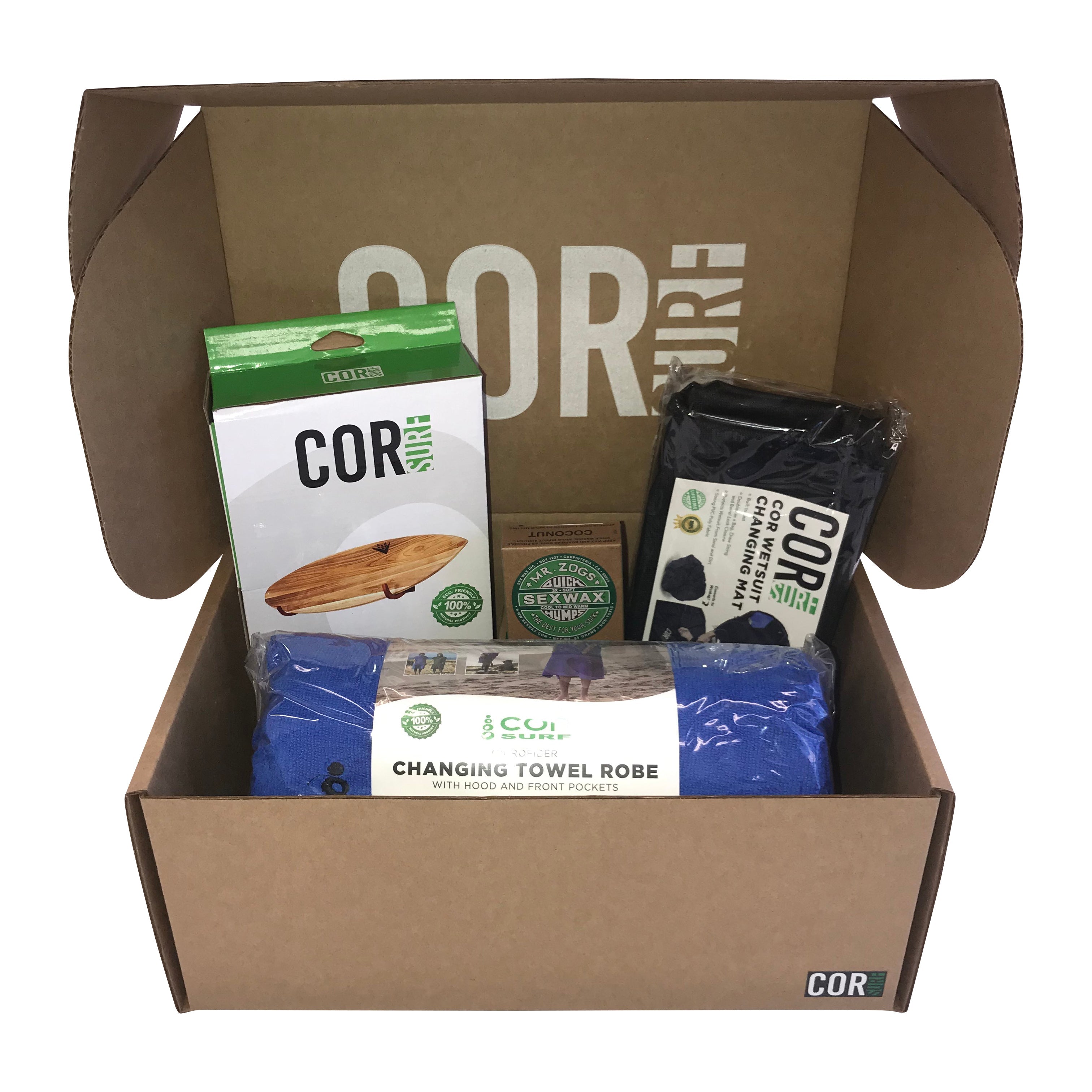 COR Surf The Surfer Bundle Gift Pack (Poncho, Surf Rack, Change Mat and Wax)