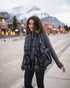 Tentree Cotton Geo Blanket Scarf - Meteorite Black_Dark Ocean Blue