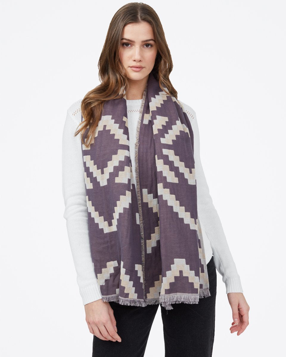 Tentree Organic Cotton Sumatra Blanket Scarf - Silver Cloud Grey Periscope Grey