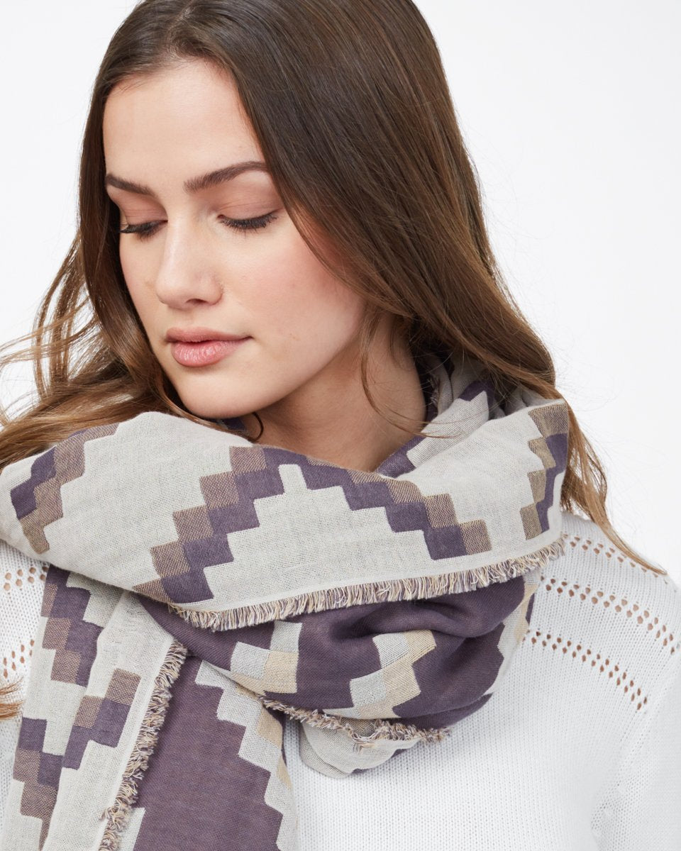 Tentree Organic Cotton Sumatra Blanket Scarf - Silver Cloud Grey Periscope Grey