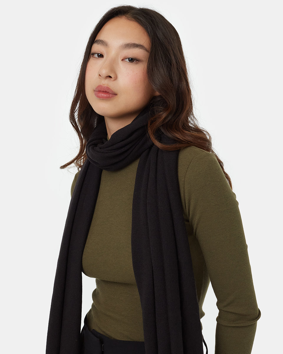 Tentree Cotton Ribbed Scarf - Meteorite Black
