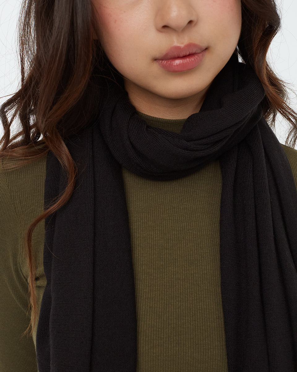 Tentree Cotton Ribbed Scarf - Meteorite Black