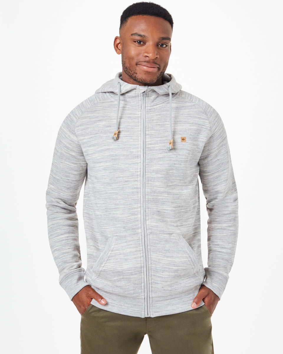 Tentree Oberon Zip Hoodie - Hi Rise Grey Space Dye