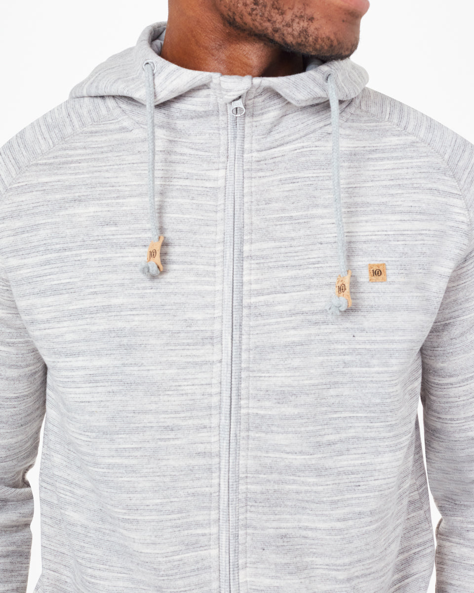 Tentree Oberon Zip Hoodie - Hi Rise Grey Space Dye