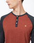 Tentree TreeBlend Baker Henley Longsleeve - Cherry Mahogany Heather Meteorite Black Heather