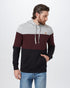 Tentree TreeFleece Blocked Reynard Hoodie - Hi Rise Grey Heather Mulberry Meteorite Black